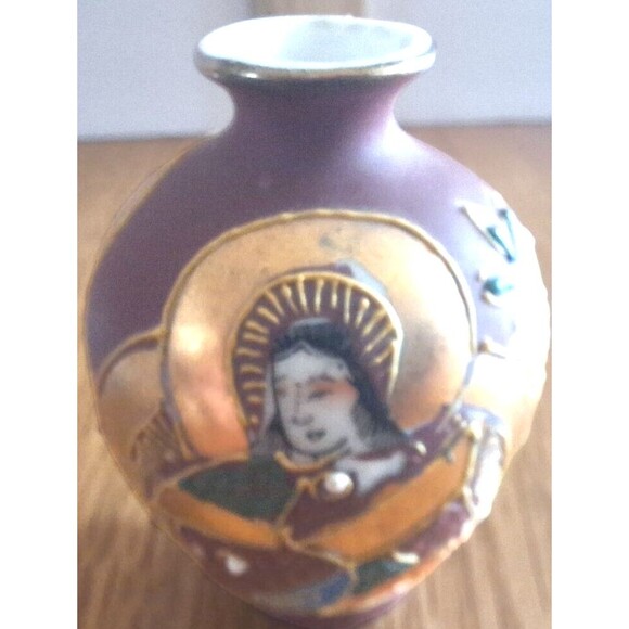 VTG MCM Satsuma Moriage Hand Painted Ashtray And Minature Bud Vase from Japan - Picture 6 of 11